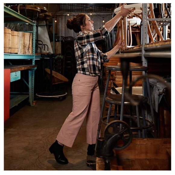 Duluth Trading Company Workday Warrior Chinos - Navy Blue Cropped Wide-Leg Pants - Picture 4 of 7